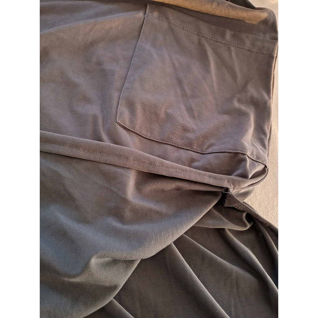 Jolie Gray Slip Midi Dress V Neck Spaghetti Strap Pockets Effortless S