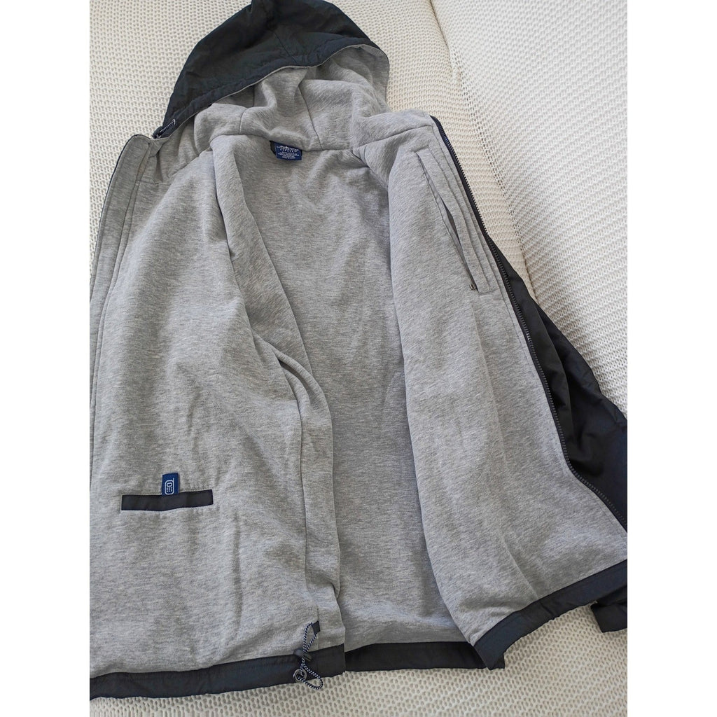 Charles River Apparel Mens Gray Hooded Windbreaker Jacket Size L AALR Logo