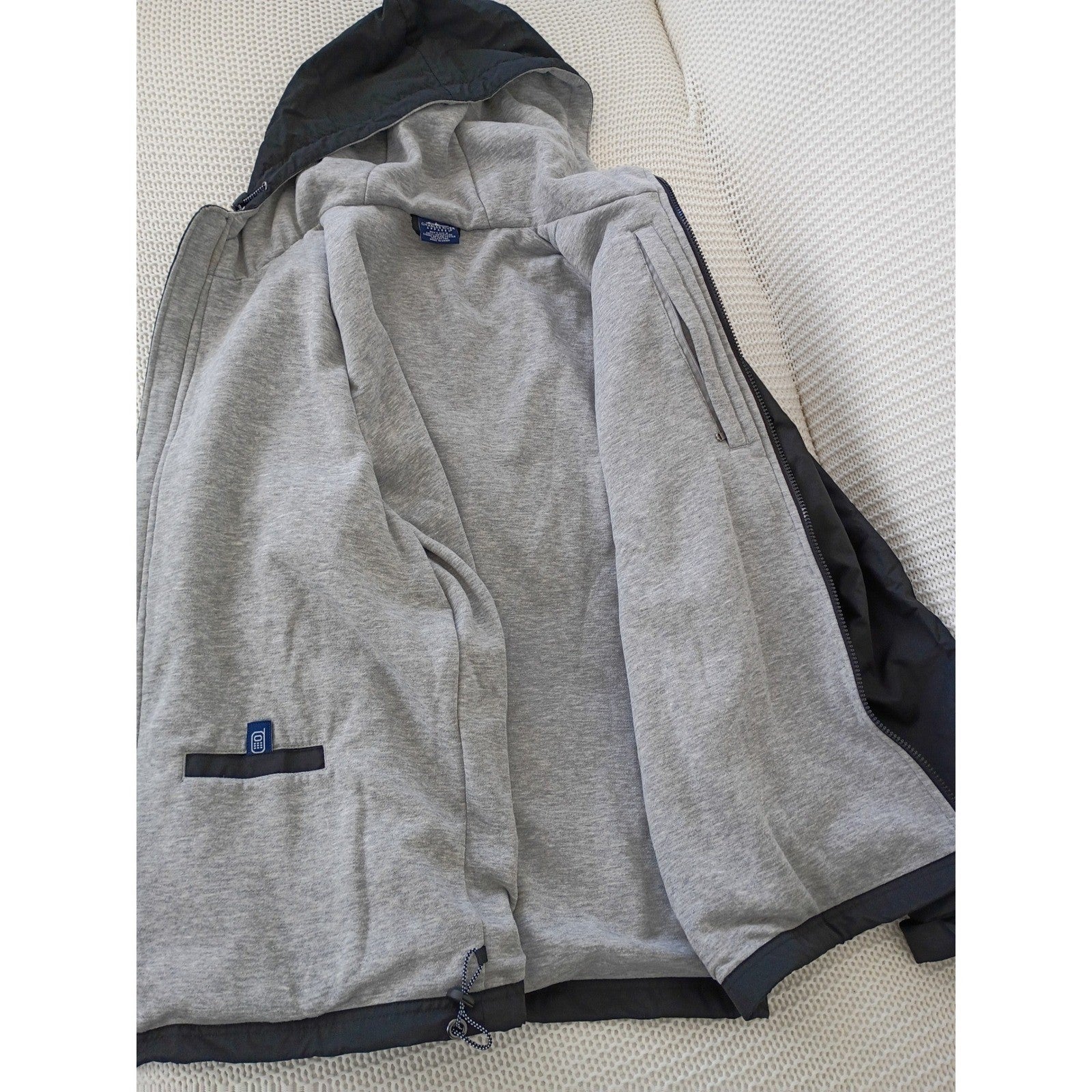 Charles River Apparel Mens Gray Hooded Windbreaker Jacket Size L AALR Logo