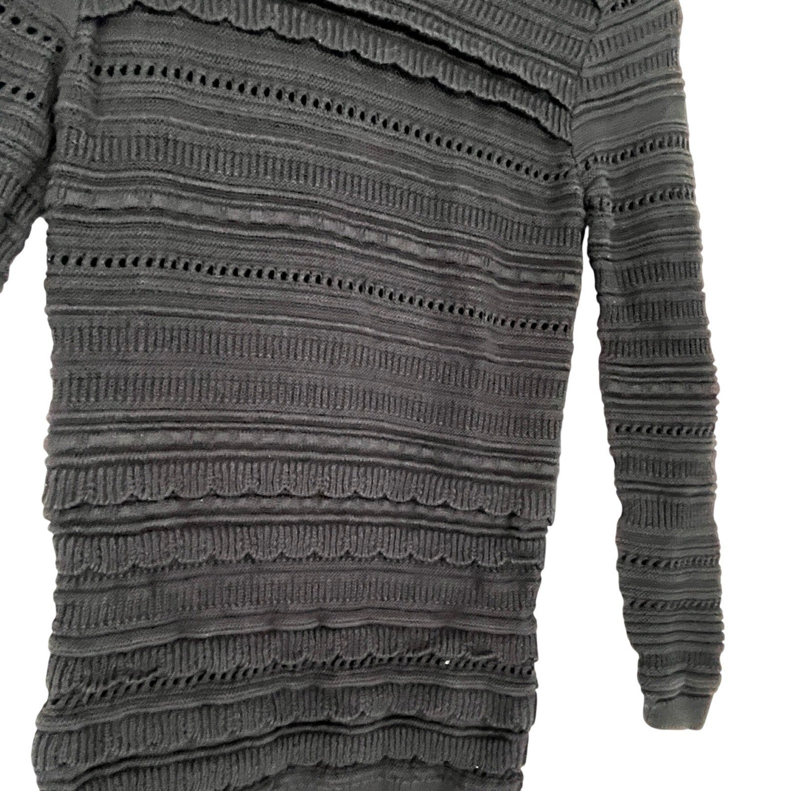 Banana Republic Navy Blue Cotton Blend Textured Knit Ruffle Sweater Fits S NWOT