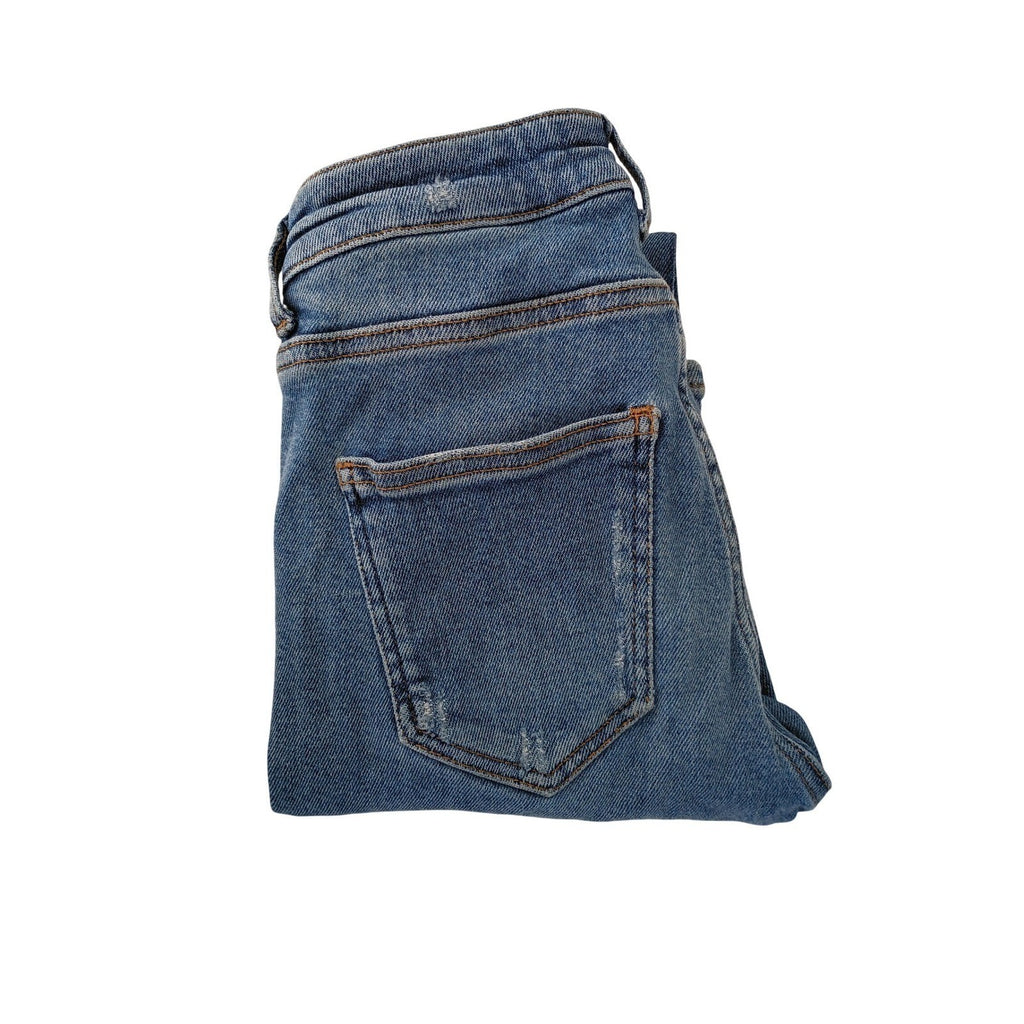ZARA Women Blue Wash Denim Jeans Slim Fit Distressed Size 36
