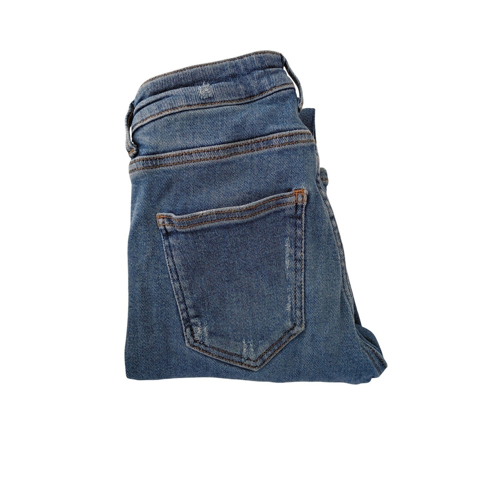 ZARA Women Blue Wash Denim Jeans Slim Fit Distressed Size 36