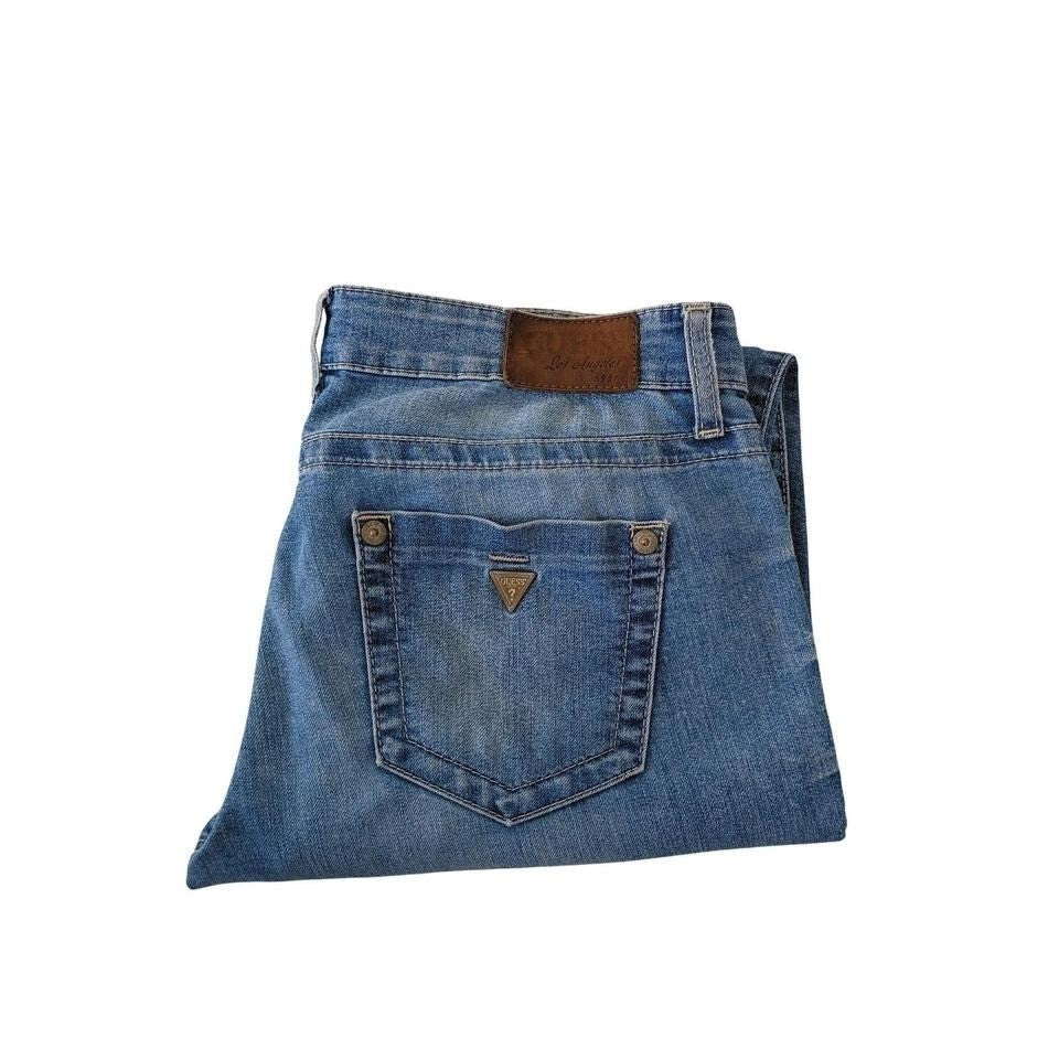 GUESS Power Ultra Skinny Jeans Women 29 Blue Wash Distressed Stretch Denim