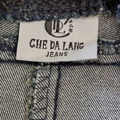 CHE DA LANG Relaxed Denim Drawstring Waist L 100% Cotton Tapered Dark Wash Moto
