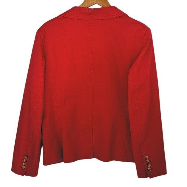 Red Cotton Blazer Tailored Career Jacket Size 14 NWOT Professional Chadwicks