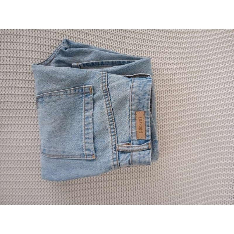 BlankNYC Jean 26x33 Tall High Rise Cooper Long Slim Straight Light Wash SideSlit