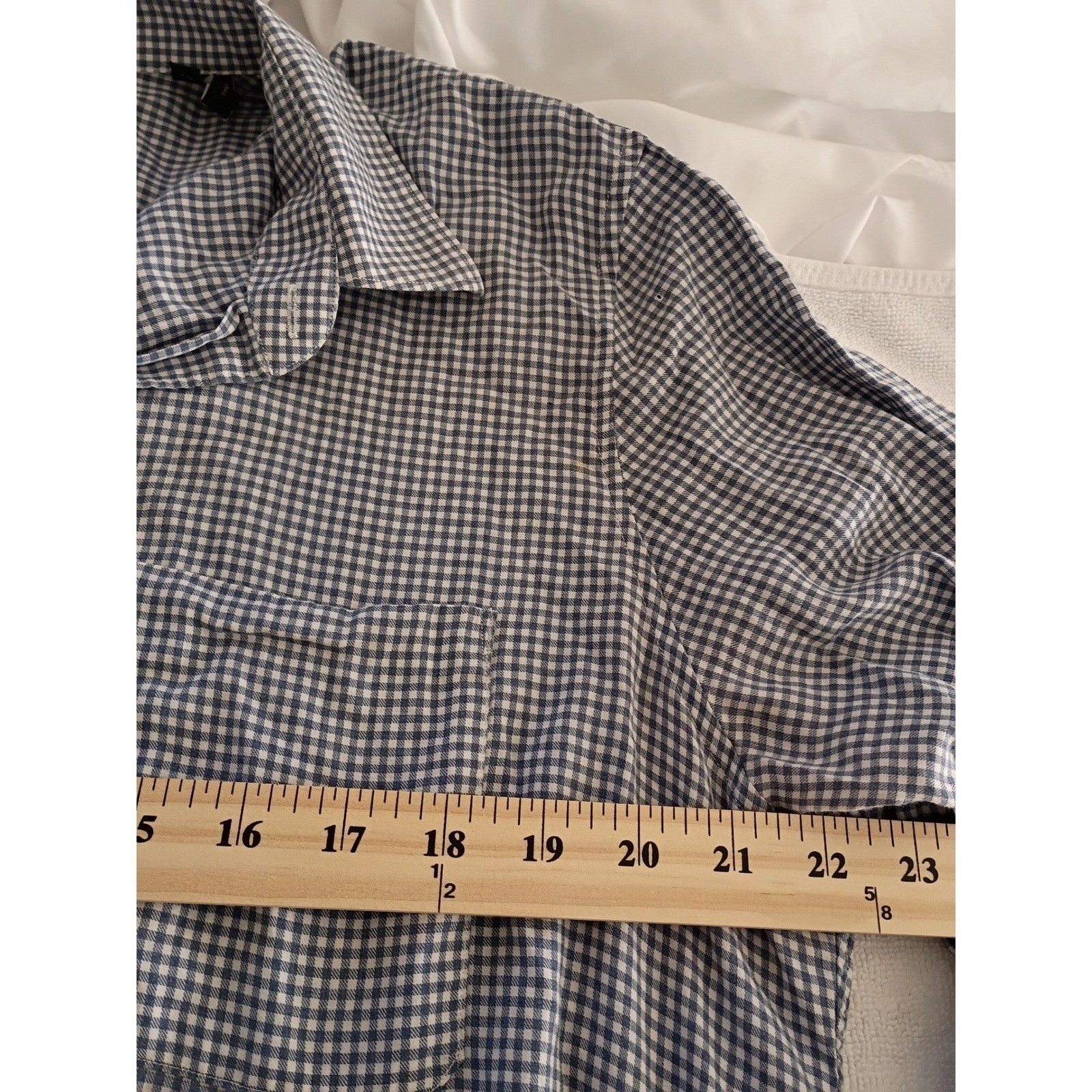Theory Gingham Check Shirt Blue White Long Sleeve Refined Classic XL