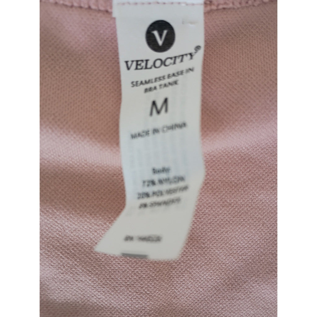 VELOCITY Seamless Ribbed Workout Activewear Bra Tank Top Dusty Rose Size Medium