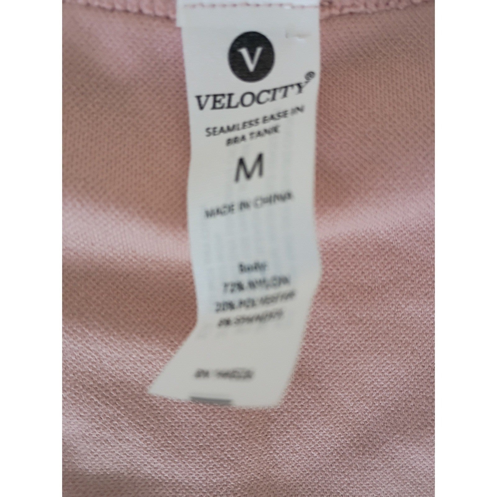 VELOCITY Seamless Ribbed Workout Activewear Bra Tank Top Dusty Rose Size Medium