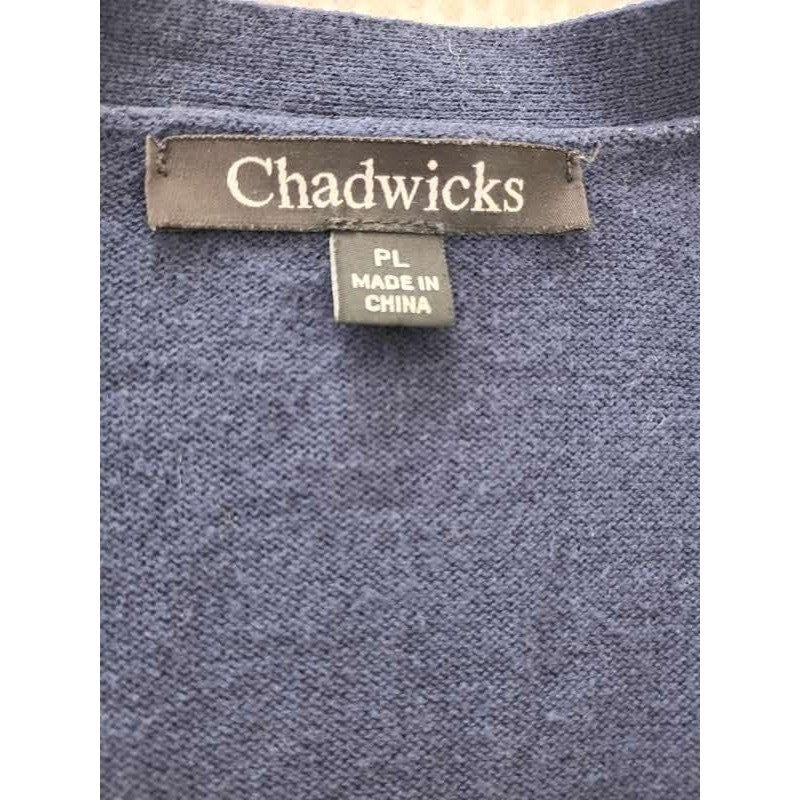 CHADWICKS 100% Cozy Casual Cotton Navy Blue Button Front Cardigan Size L
