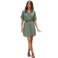Abercrombie Boho Olive Green Textured Cotton Shirt Dress Medium Boho Coastal 34"