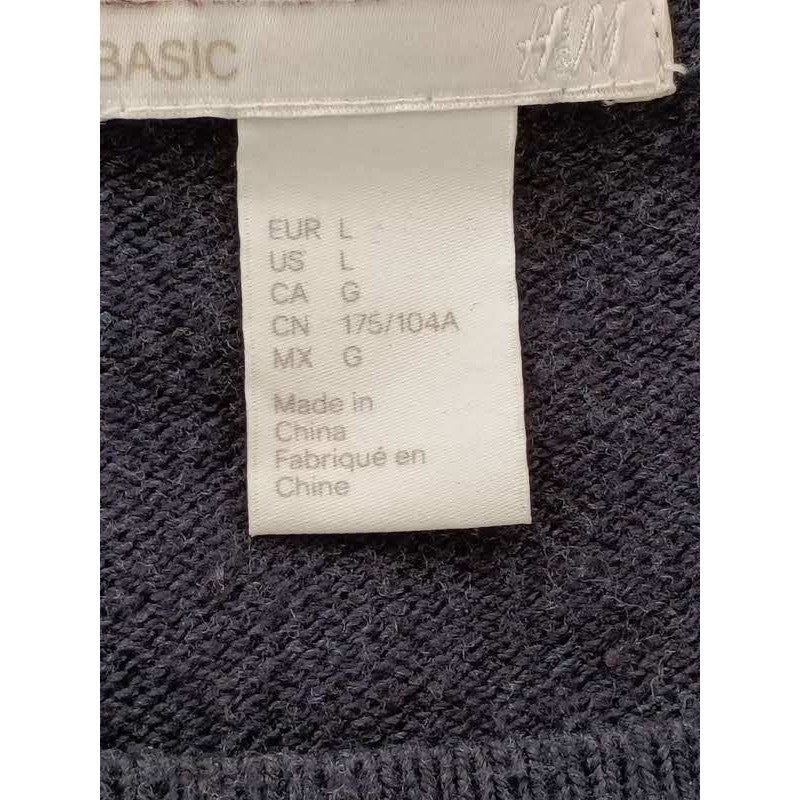 H&M Basic Super Cozy Large Charcoal Grey Wool Blend Crew Neck Knit Sweater