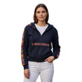 NWT Rhea Artisan Fleece Hoodie Jacket Navy Boho Trim Zip Up Women Unisex L NWT
