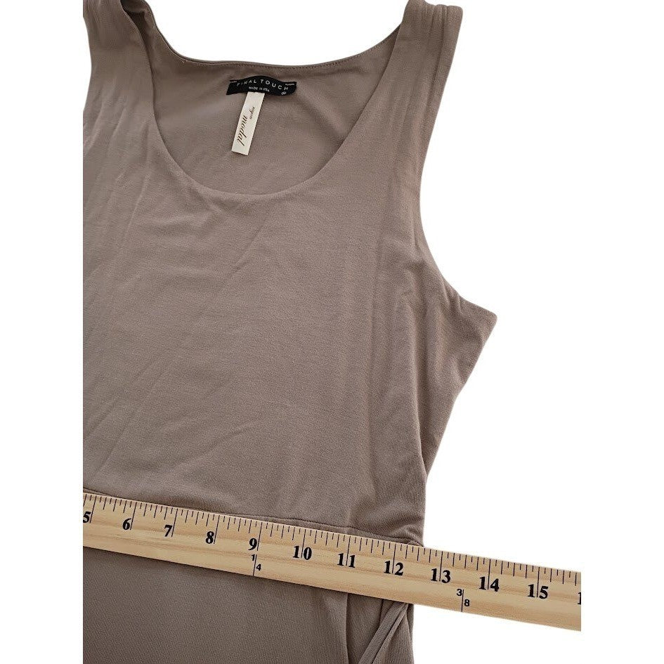 Taupe Knot Front Midi Dress Minimalist Sleeveless Modal Blend Neutral Medium