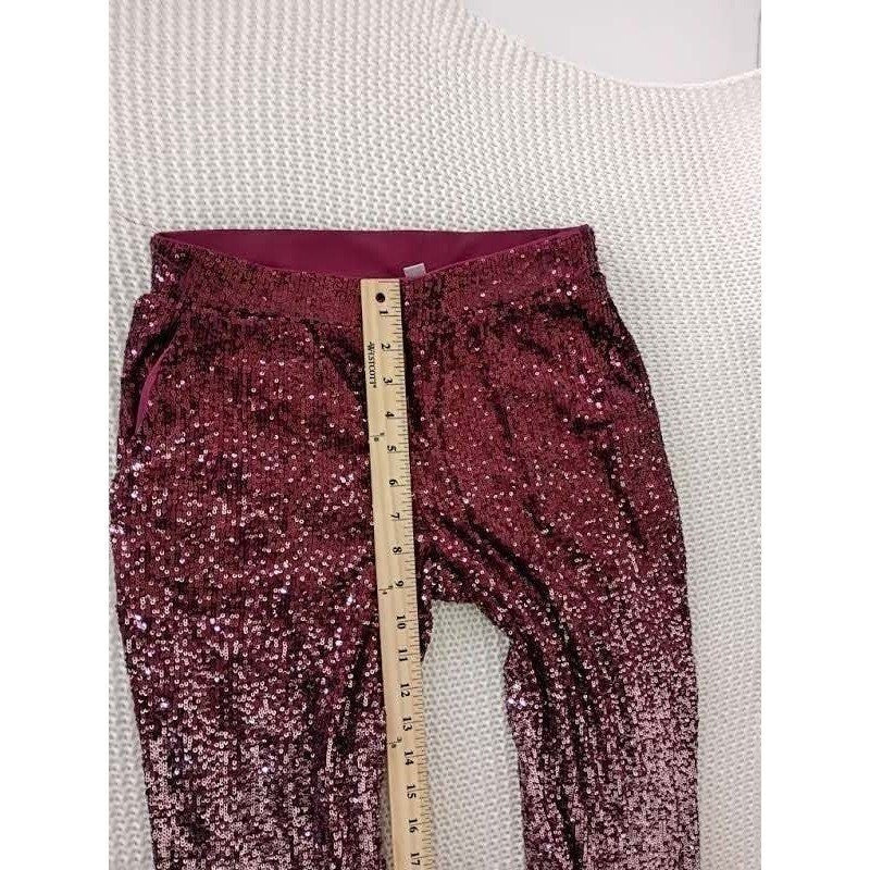 Cable & Gauge Burgundy Sequin Ombre Pants Womens S Party NWOT