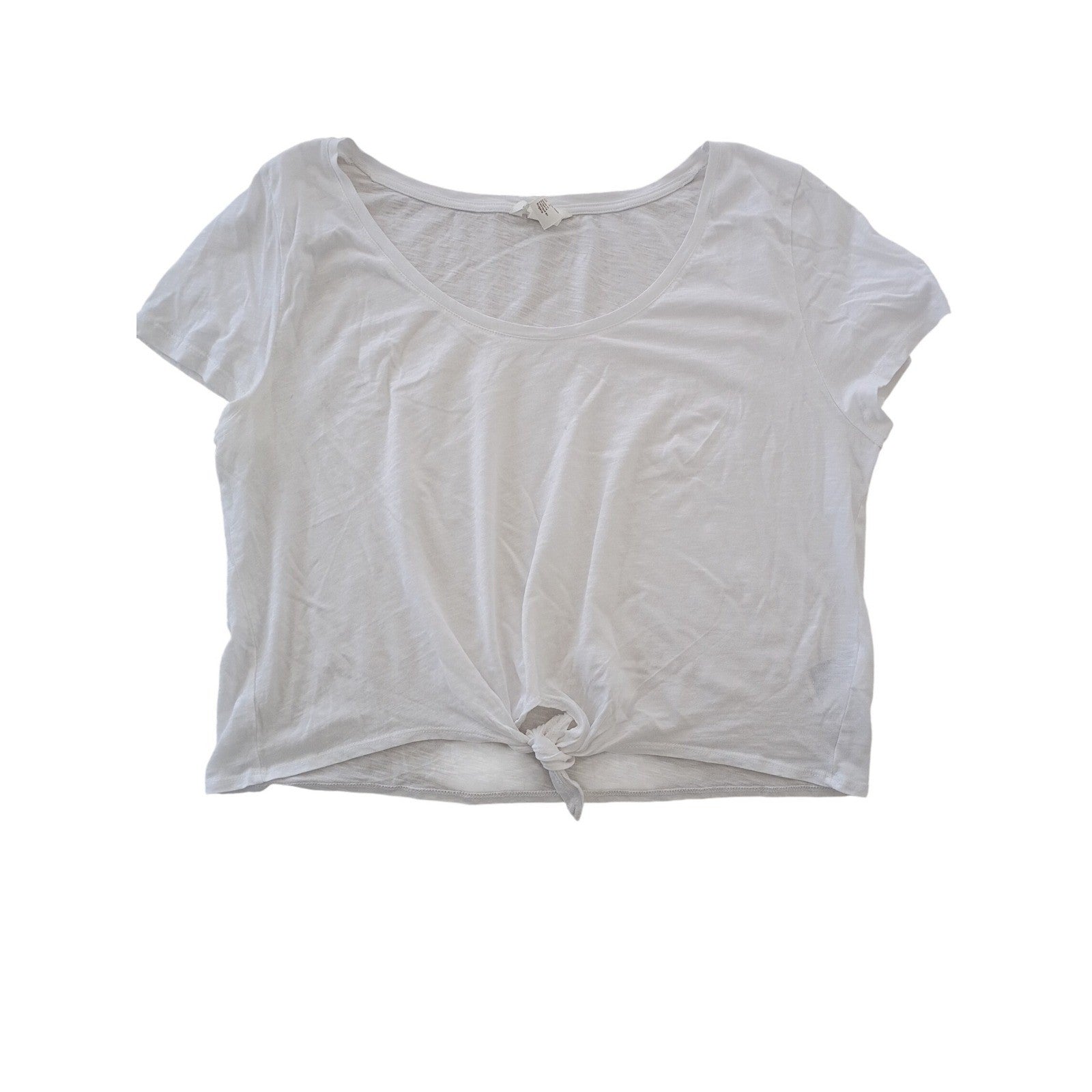H M White V Neck T Shirt 100% Cotton Casual Basic Essential Top Size L