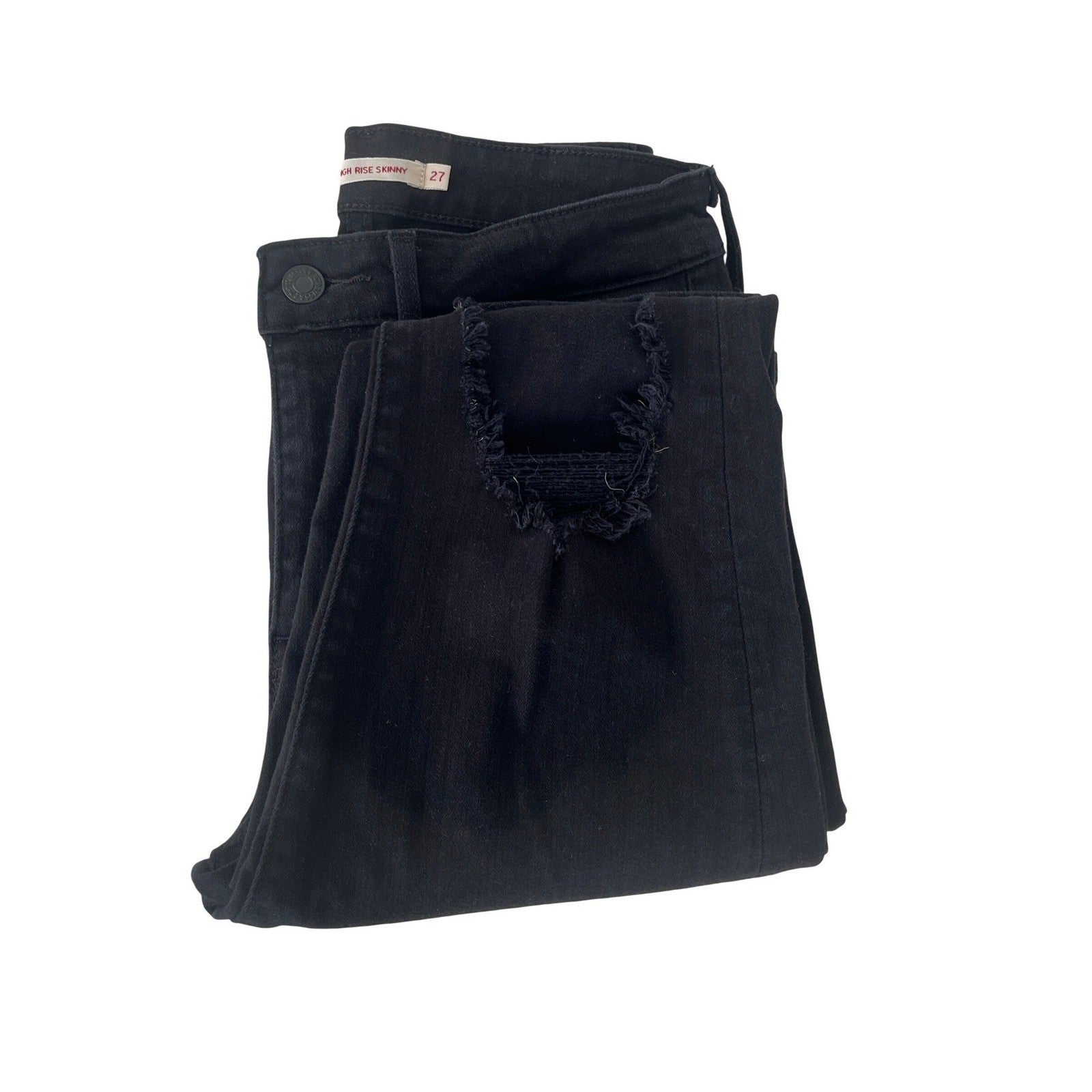 LEVI'S 721 High Rise Skinny Black Jeans 27x29 NWOT Distressed Cotton Viscose