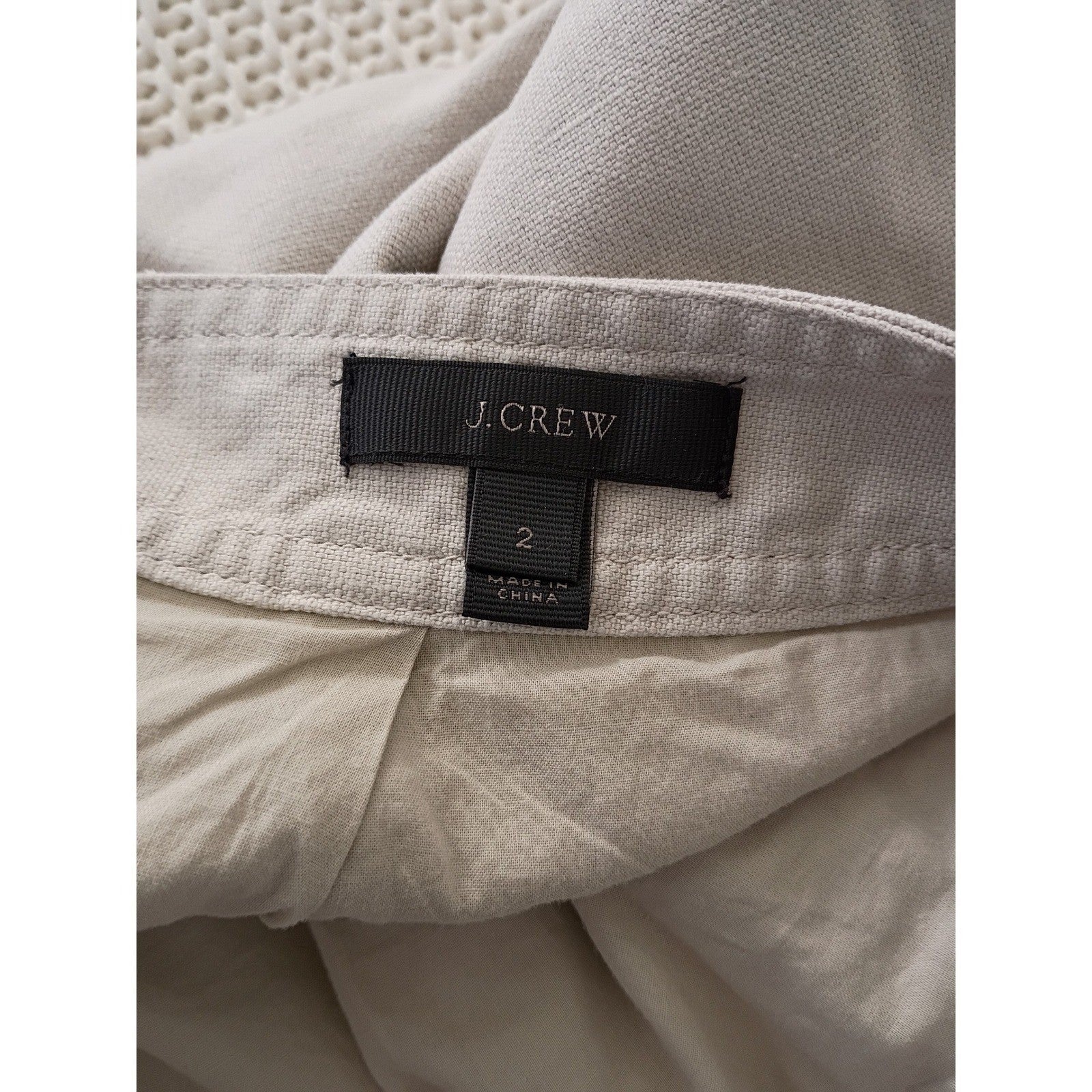 J Crew Canvas Mini Skirt Zip Front Pockets Khaki Tan Linen Blend Size 2 W26-27