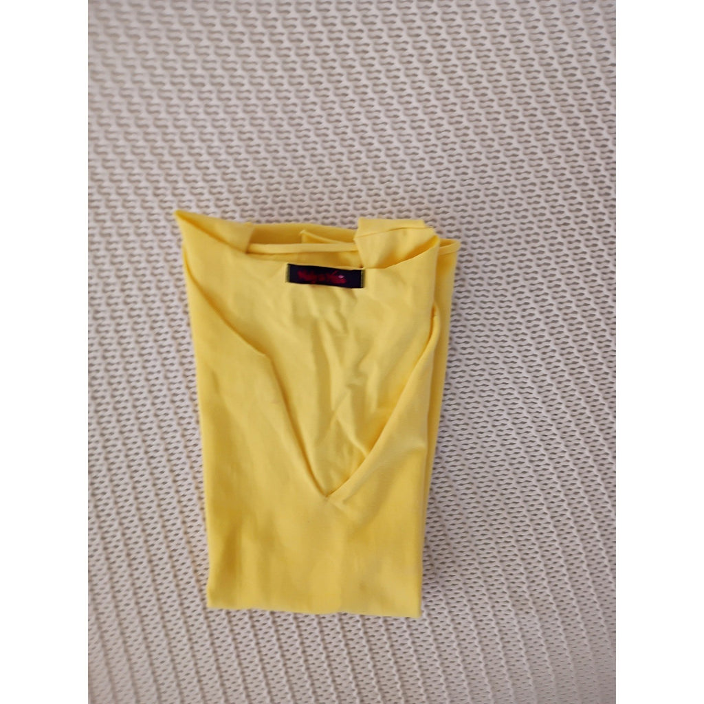 Nally & Millie Vibrant Yellow V-Neck Sleeveless Tank Top Raw Hem USA S M Boho
