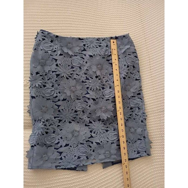 French Connection Blue Grey 3D Floral Lace Mini Skirt W32 S12 L Party Wedding
