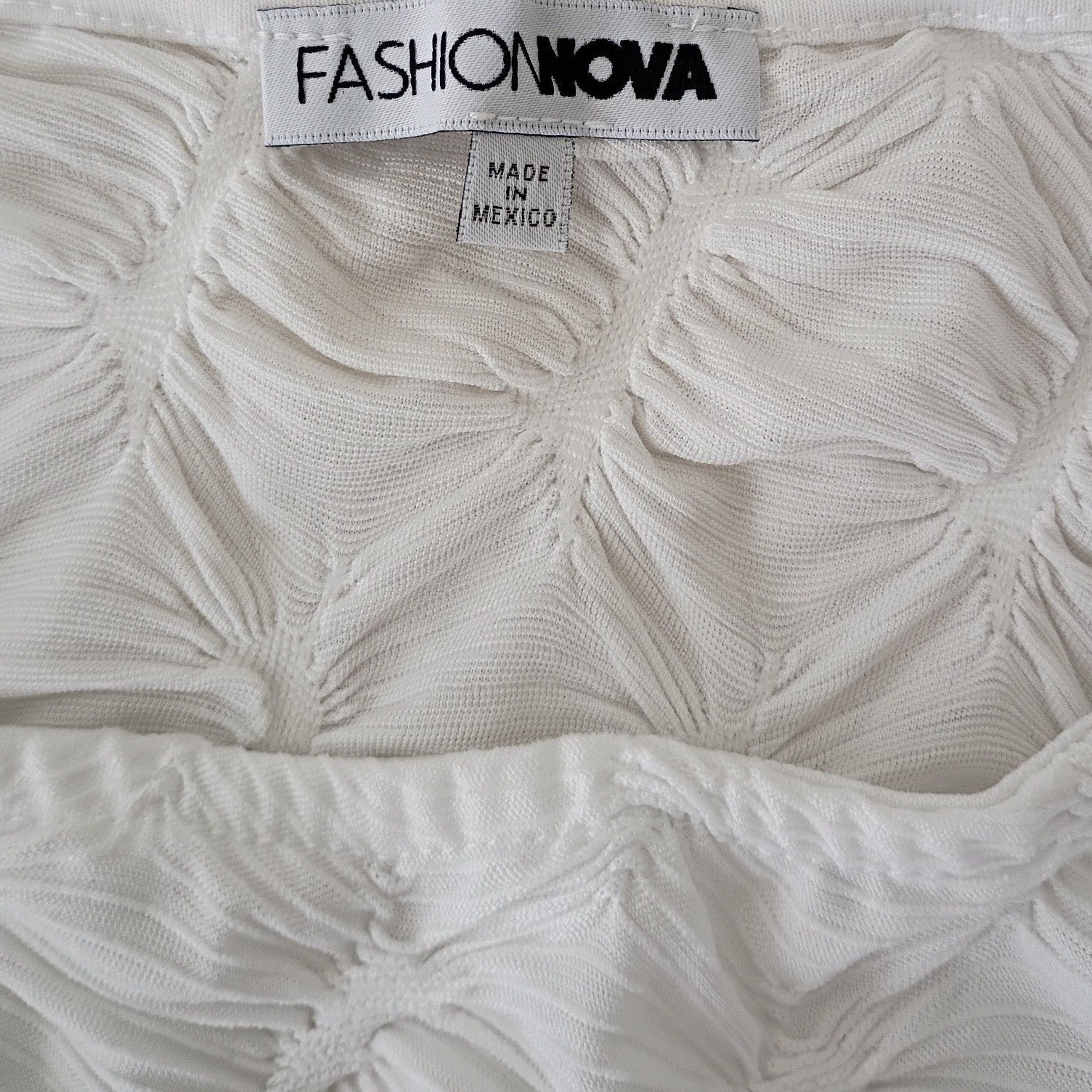 Fashion Nova White Ruched Textured Crop Top Sleeveless