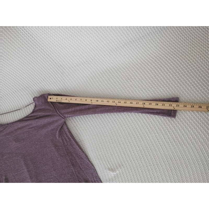 Free People Thermal Waffle Knit Tunic Sharkbite Hem Boho Long Sleeve Plum Fits S