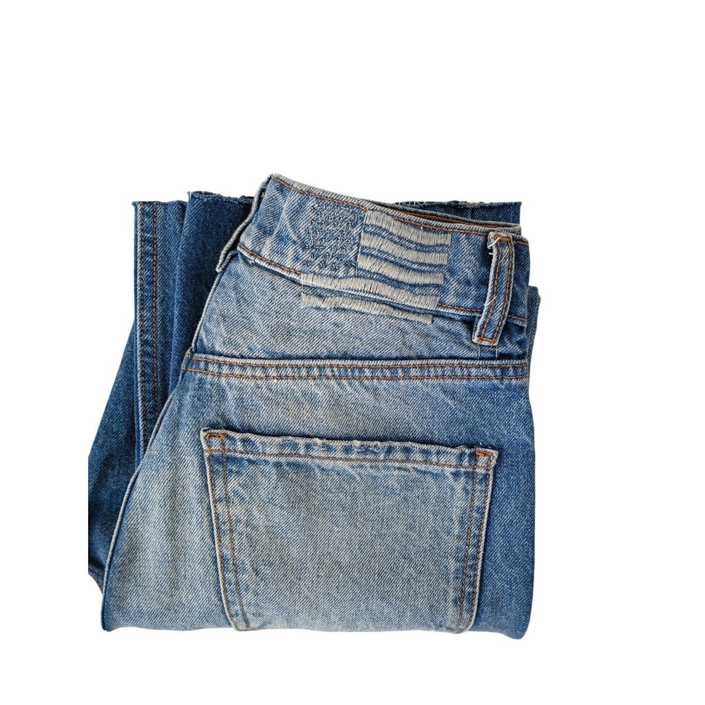 Revice LA High Rise Straight Leg Jeans 90s Rigid Denim Distressed 25x26