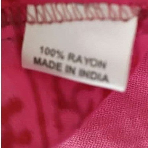 RHEA NWT Pink Mandala Block Print Crop Top S/M Boho Rayon Blouse Made In India