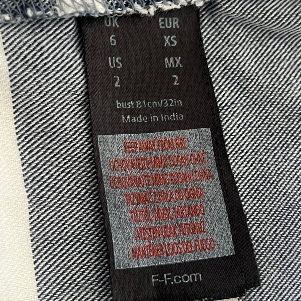 F&F 100% Cotton Sleep Dream Relax Blue White Stripe Button Up Shirt Tunic Fits S