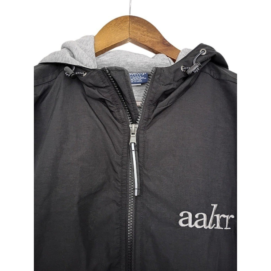 AALR Lightweight Hooded Windbreaker Jacket Charcoal Gray Zip Athleisure