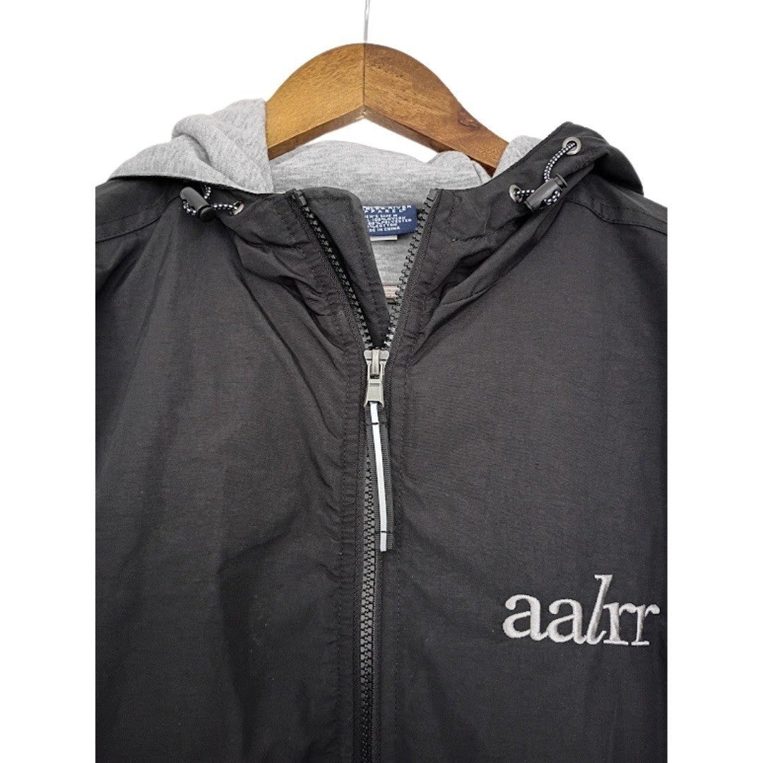AALR Lightweight Hooded Windbreaker Jacket Charcoal Gray Zip Athleisure