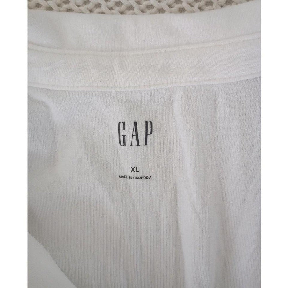 GAP Off White Long Sleeve Collared V Neck Button Up Cotton Modal Top Women XL