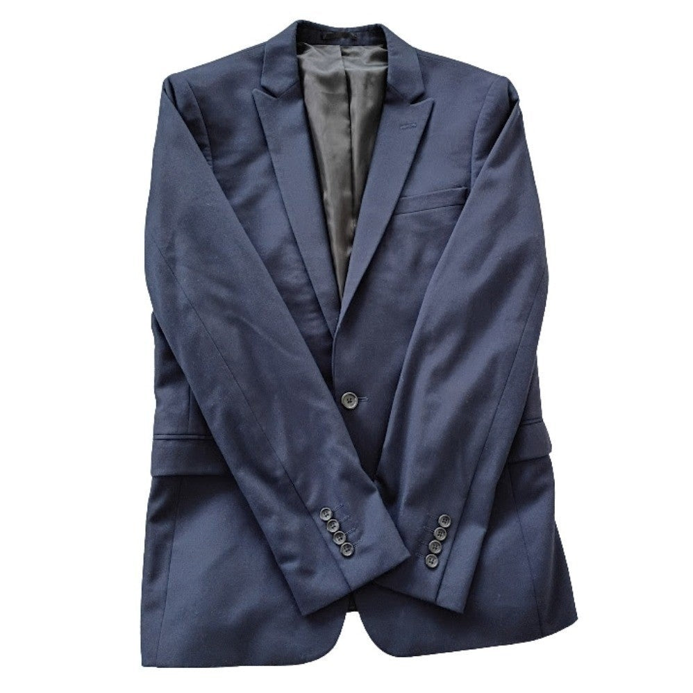 Slim Fit Wool Blend Blazer Navy Blue Men 40R Smart Tailored ASOS