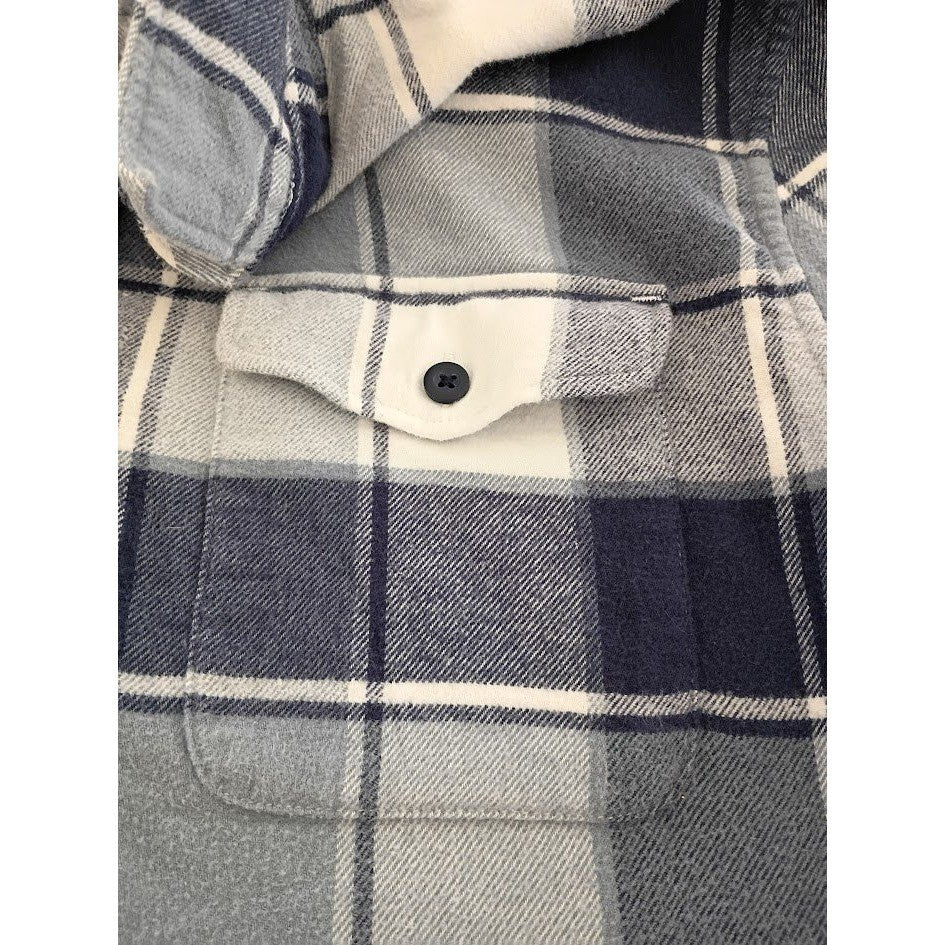 American Eagle Blue White Plaid Flannel Shirt Medium 100% Cotton Long Slve NWOT