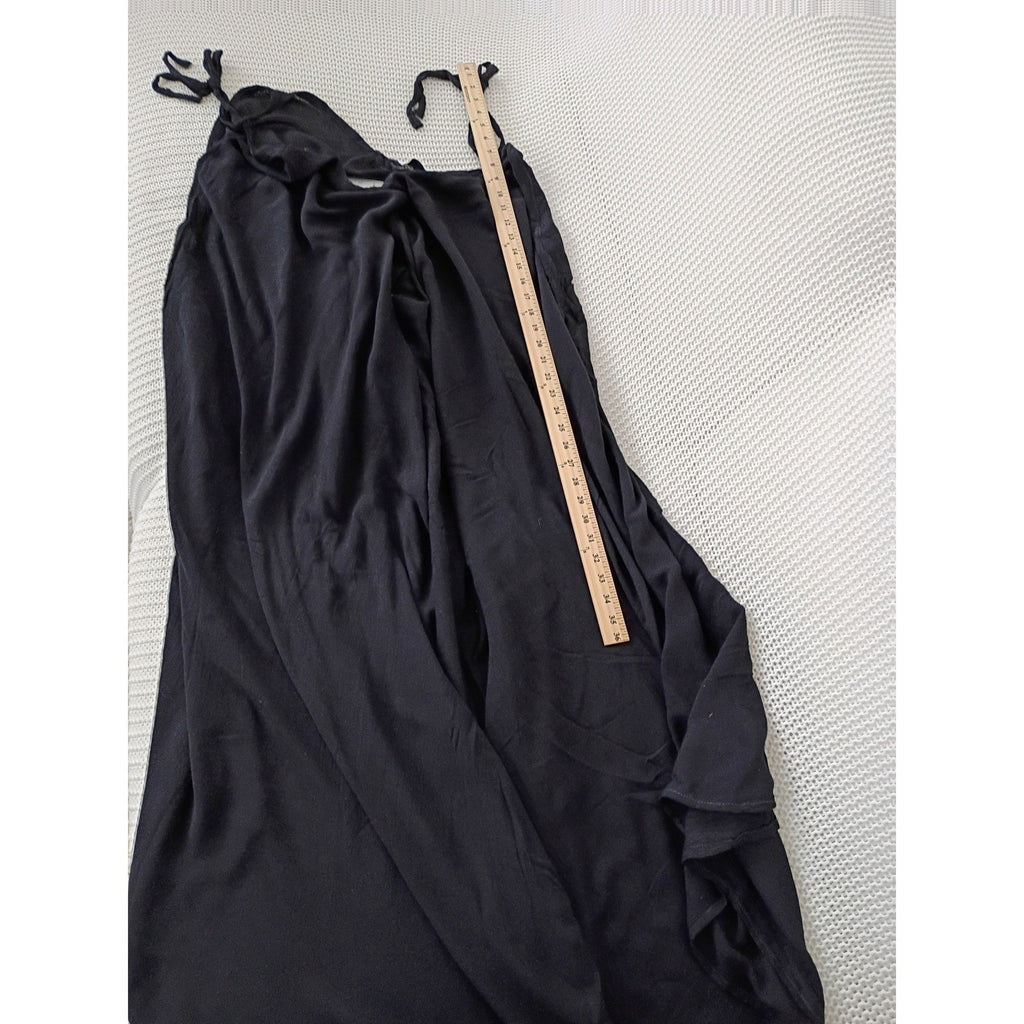 NWT RHEA Black Wide Leg Jumper Romper OS Shoulder Tie Handmade Jumpsuit BOHO