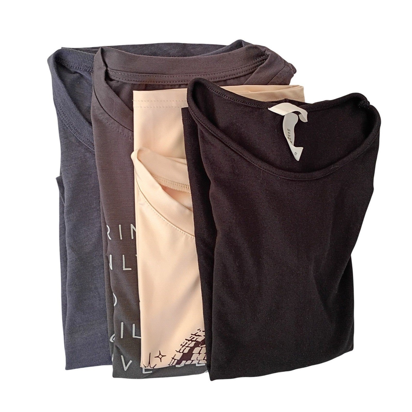Mystery T Shirt Bundle 4 Pack Size S Gray Black Peach Disco Flamingo Graphic