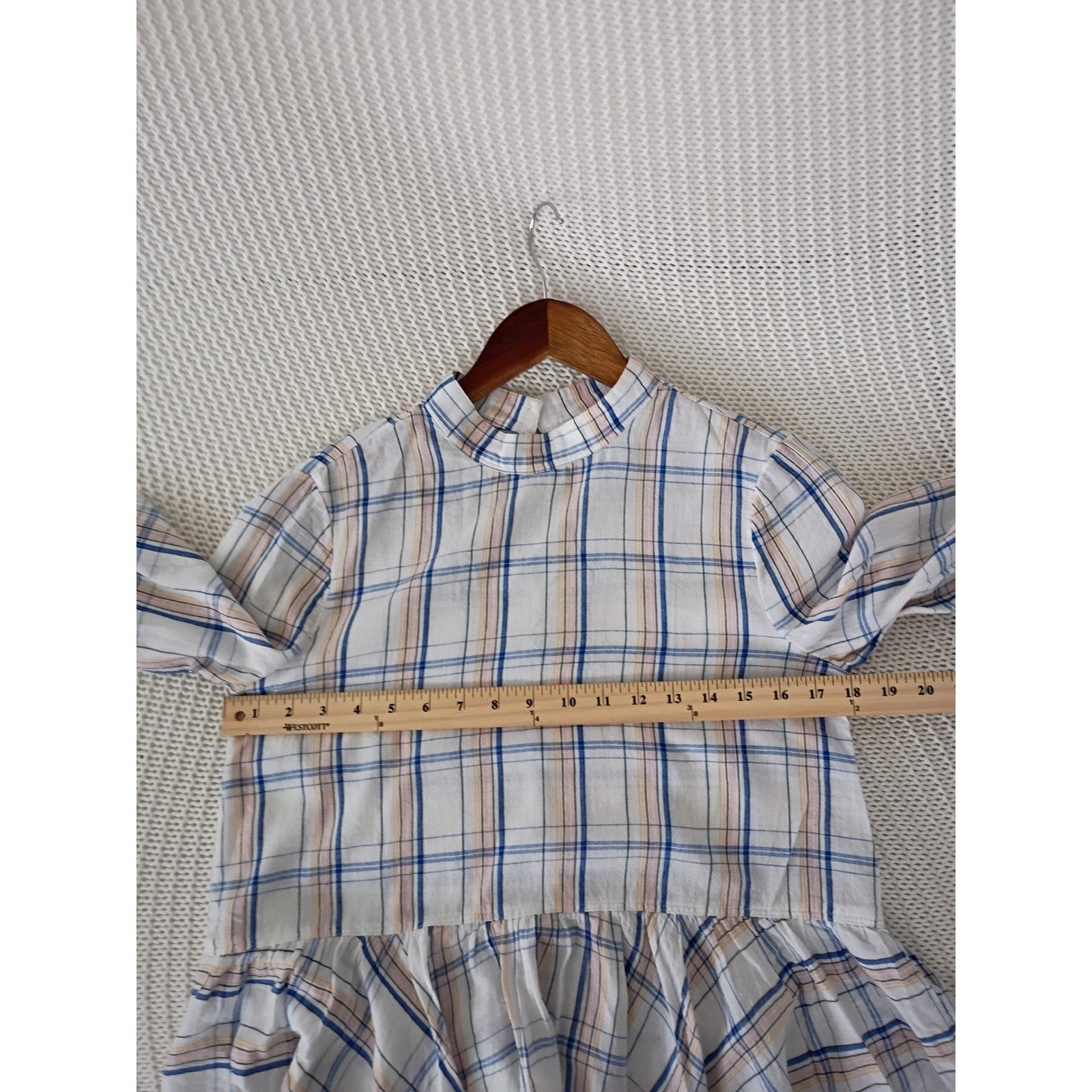 Maeve Anthropologie Plaid Striped Peplum Blouse Coquette Romantic Cottagecore S