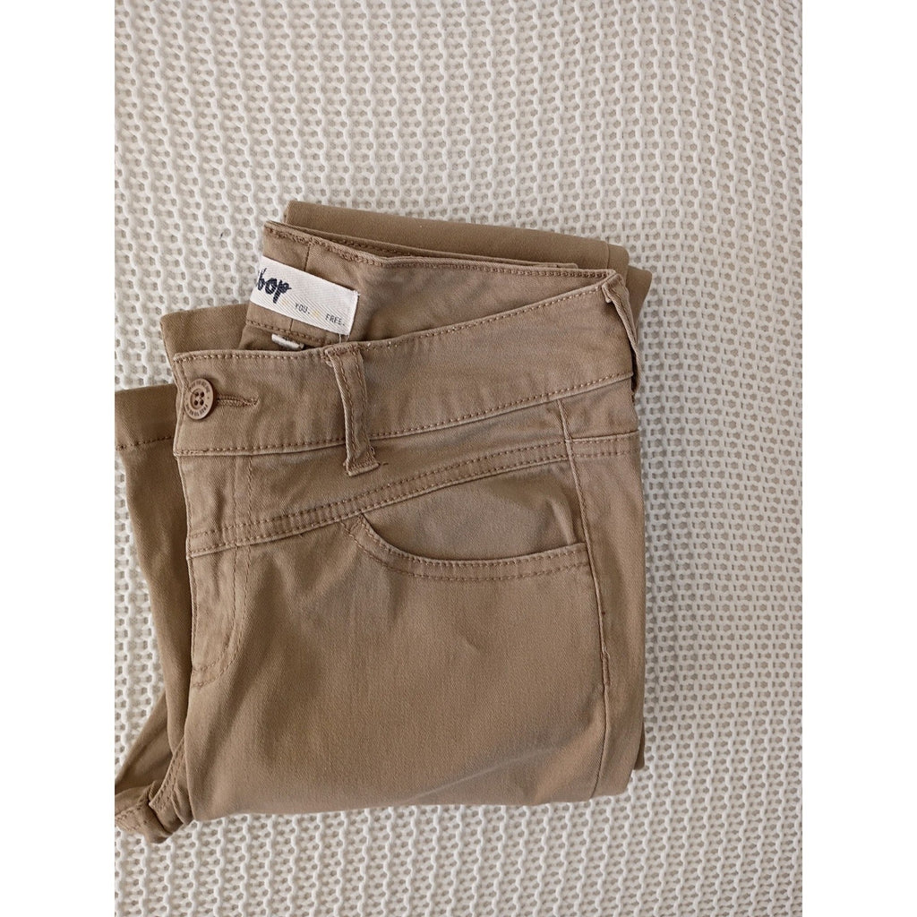 Bebop Womens Khaki Flare Leg Pants Tan Mid Rise Bootcut Trousers Size 7