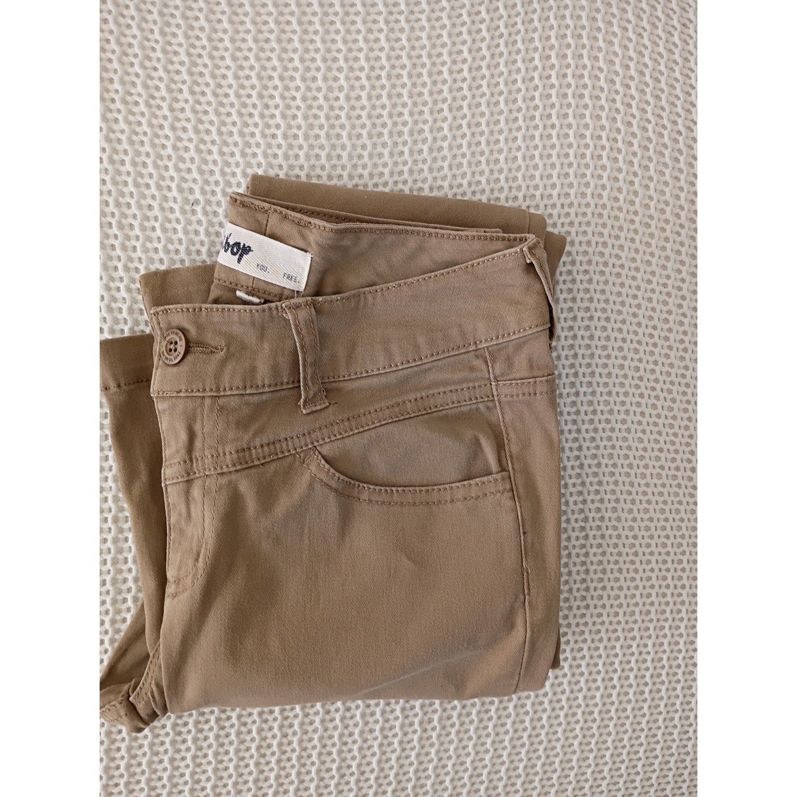 Bebop Womens Khaki Flare Leg Pants Tan Mid Rise Bootcut Trousers Size 7