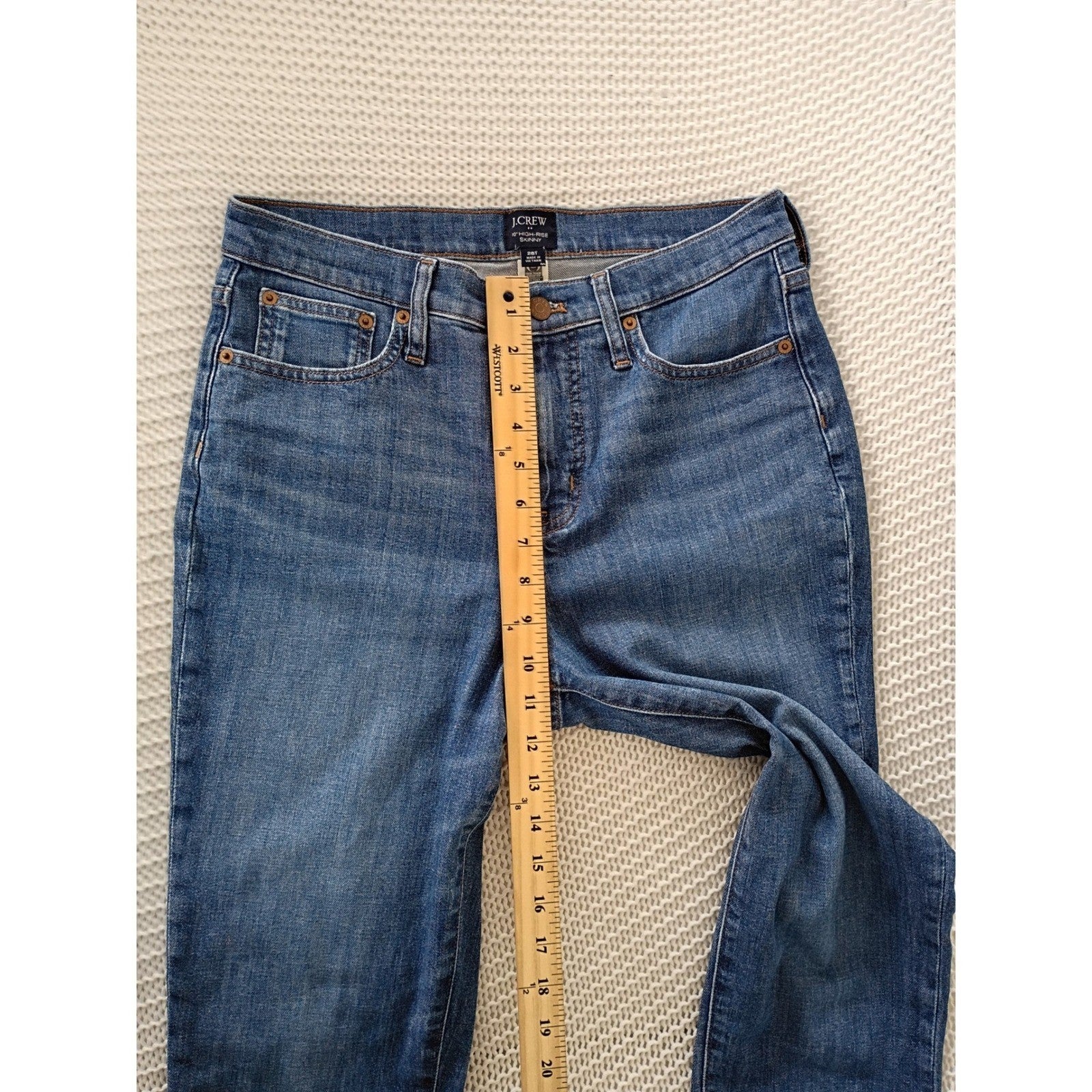 J.Crew Re-Imagined High Rise Skinny Jeans Medium Wash Blue 28Tx30 Tall Denim