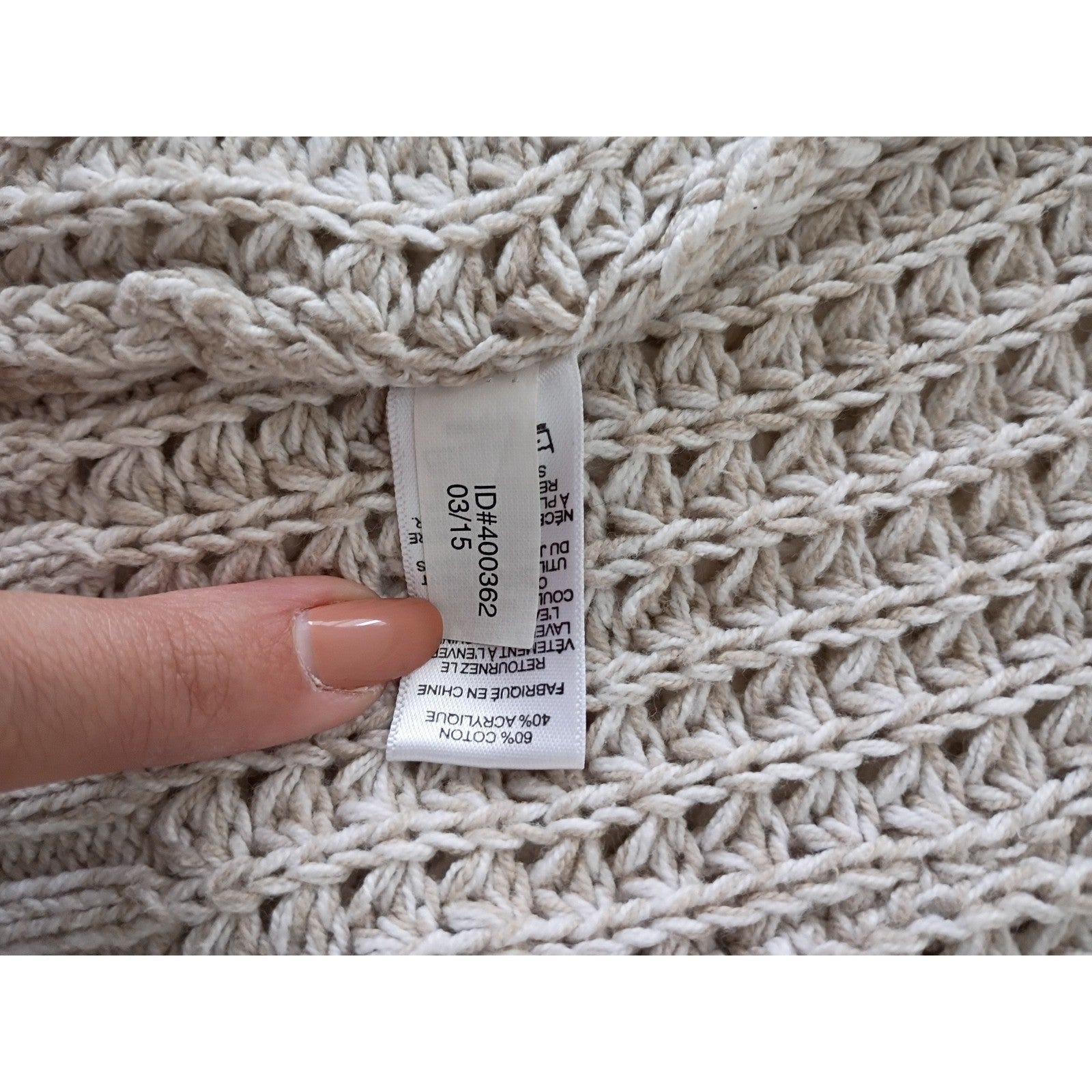 EXPRESS Beige COTTON BLEND Cardigan L Grandmacore Coastal Grandmother Knit