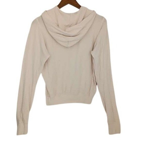 SPIRITUAL GANGSTER Rainbow Stripe Crop Hoodie M Cream Cotton Modal Yoga