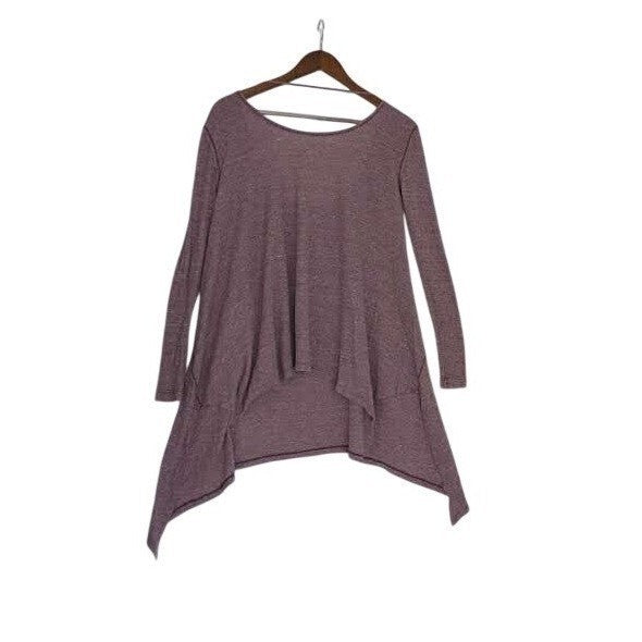 Free People Thermal Waffle Knit Tunic Sharkbite Hem Boho Long Sleeve Plum Fits S