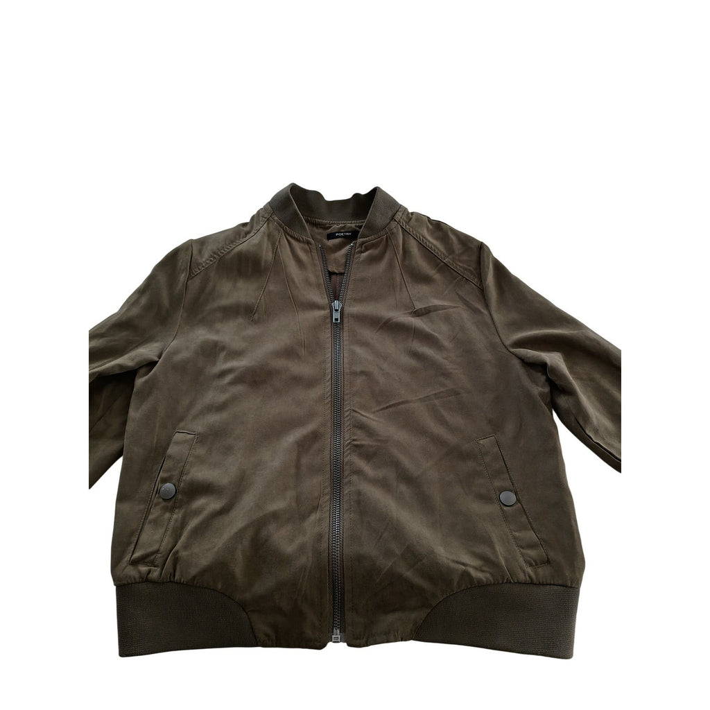 Poetry Olive Green Bomber Jacket Size S - Zip Front