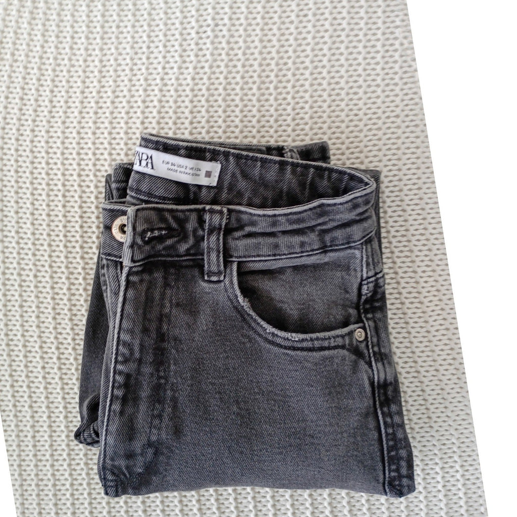 ZARA High Waisted Skinny Jeans Faded Black Denim 2 US 24x27 Sculpting