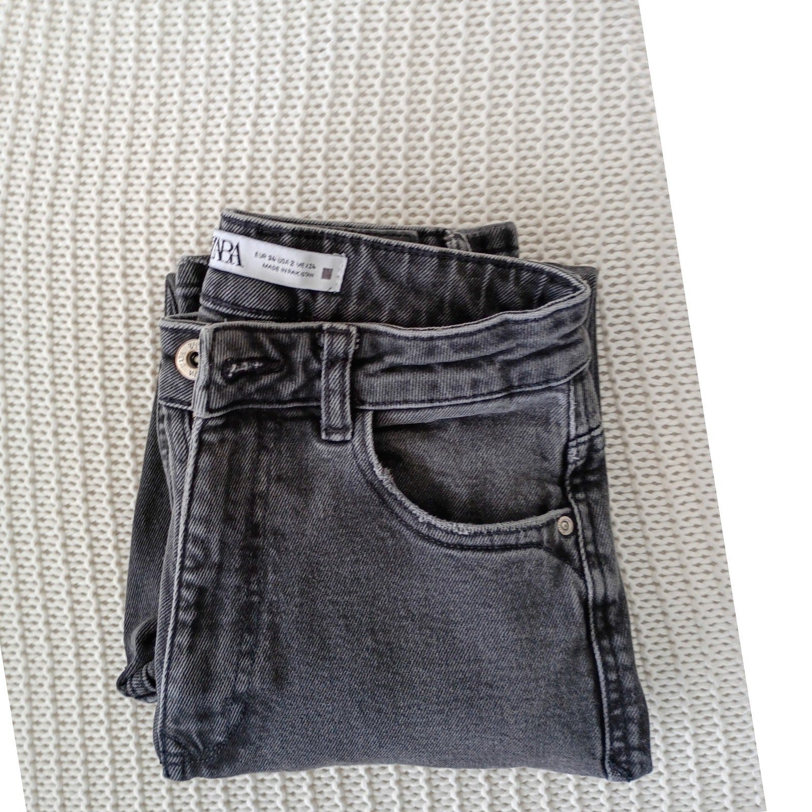 ZARA High Waisted Skinny Jeans Faded Black Denim 2 US 24x27 Sculpting