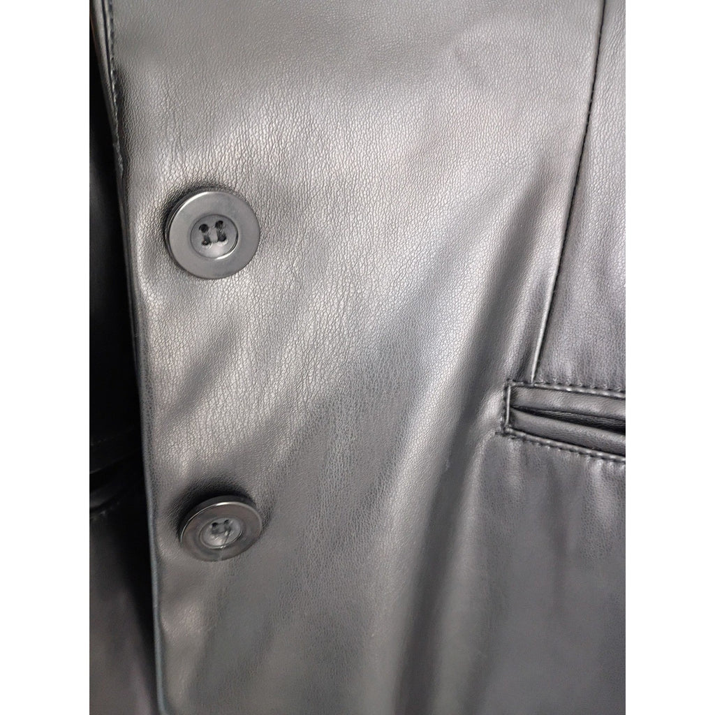 BCBGeneration Black Faux Leather Blazer Jacket S Small 38 Single Button Y2K Chic