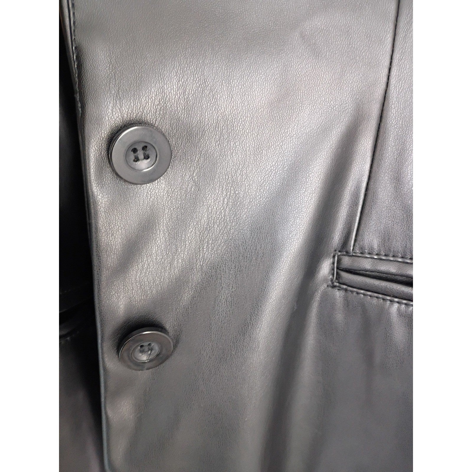 BCBGeneration Black Faux Leather Blazer Jacket S Small 38 Single Button Y2K Chic