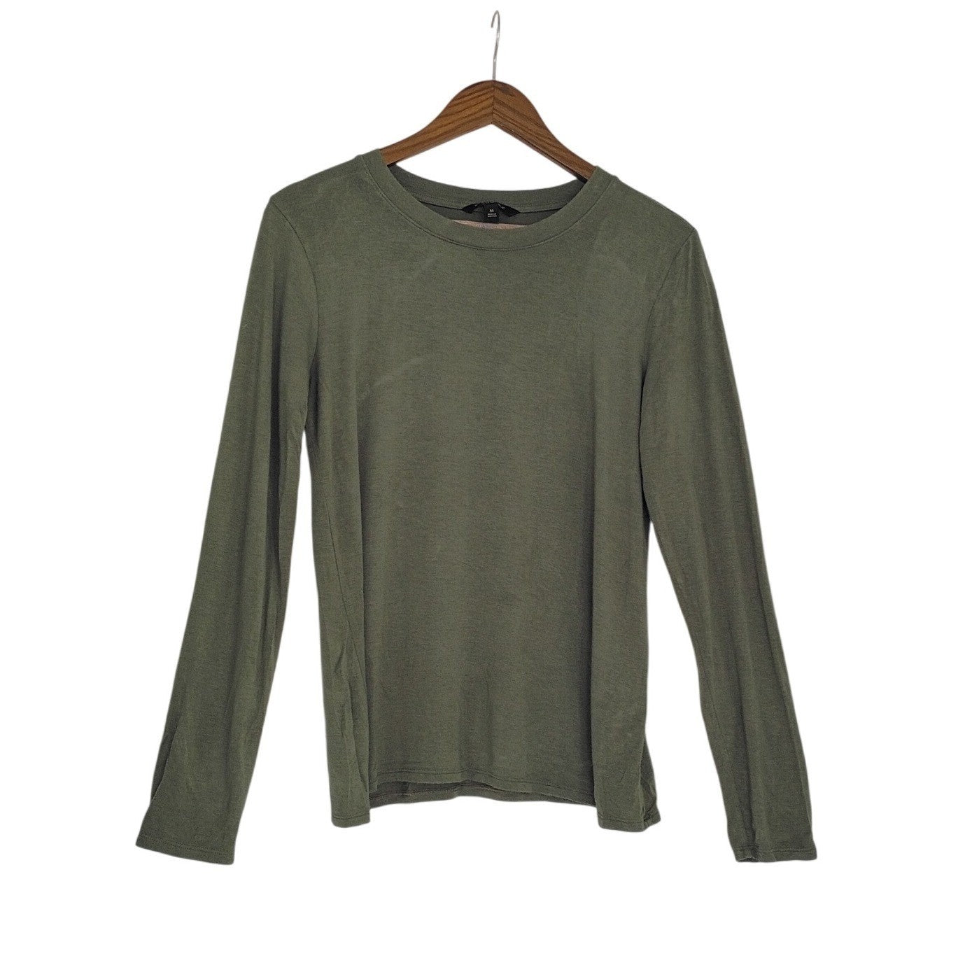 Banana Republic Olive Green Long Sleeve Crew Neck Modal Blend Top Size M