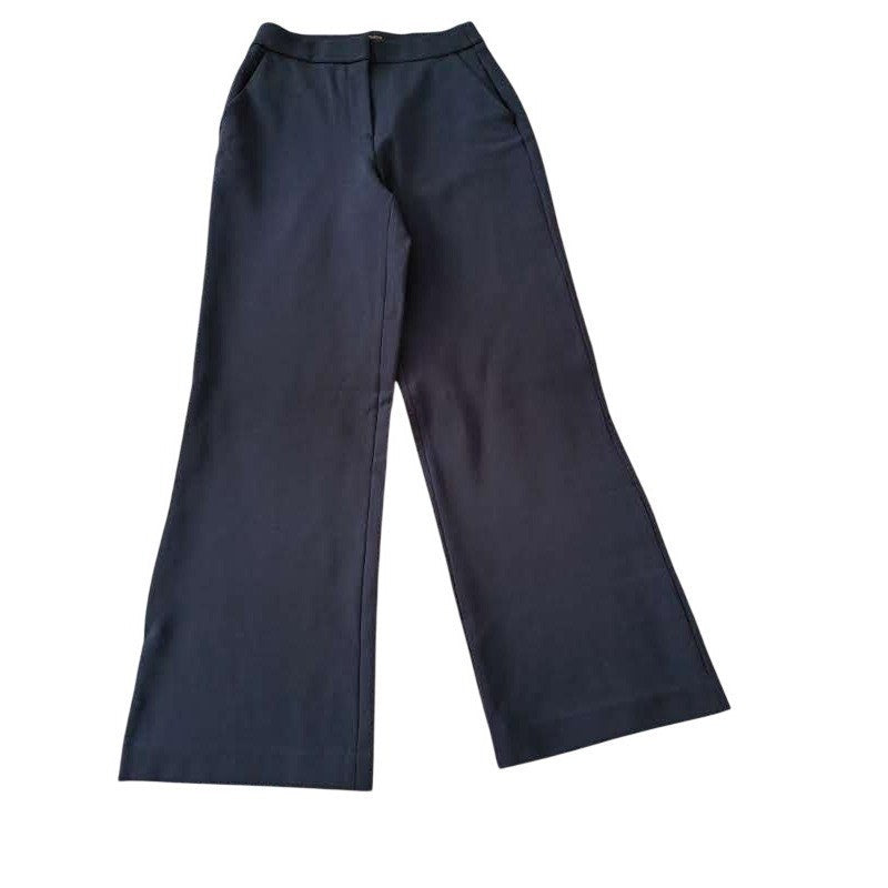 Quince Navy Blue Ultra Stretch Ponte Trouser Wide Leg Pants S W27 High Waisted